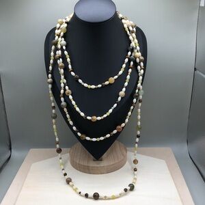 DTR Jay King Extra Long Flapper Beaded Gemstones and MoP Necklace Boho